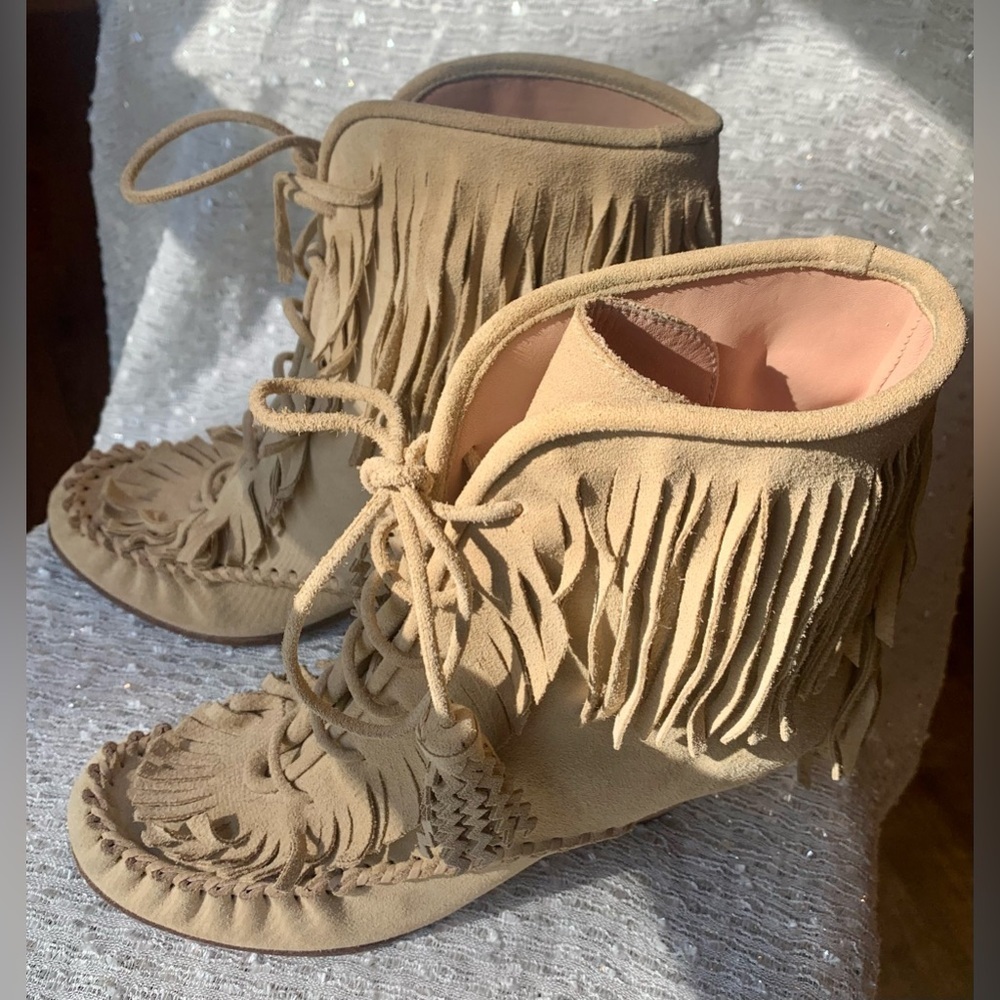 Coach Fringe Suede Moccasin Ankle Boots - Size 6.5B - Picture 6 of 16